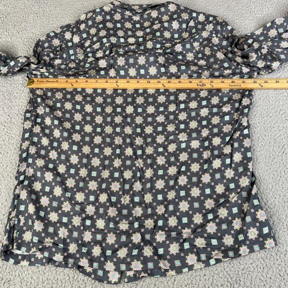 Allsaints Washed Black Shirt Mens Small Long Sleeve Loop Collar Viscose Pocket - Picture 11 of 15